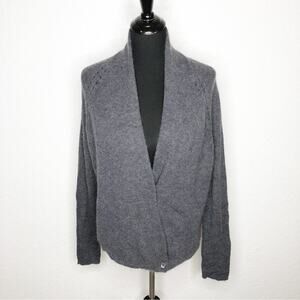 Pomandere charcoal gray mohair alpaca wrap front cardigan size 46 or US Large